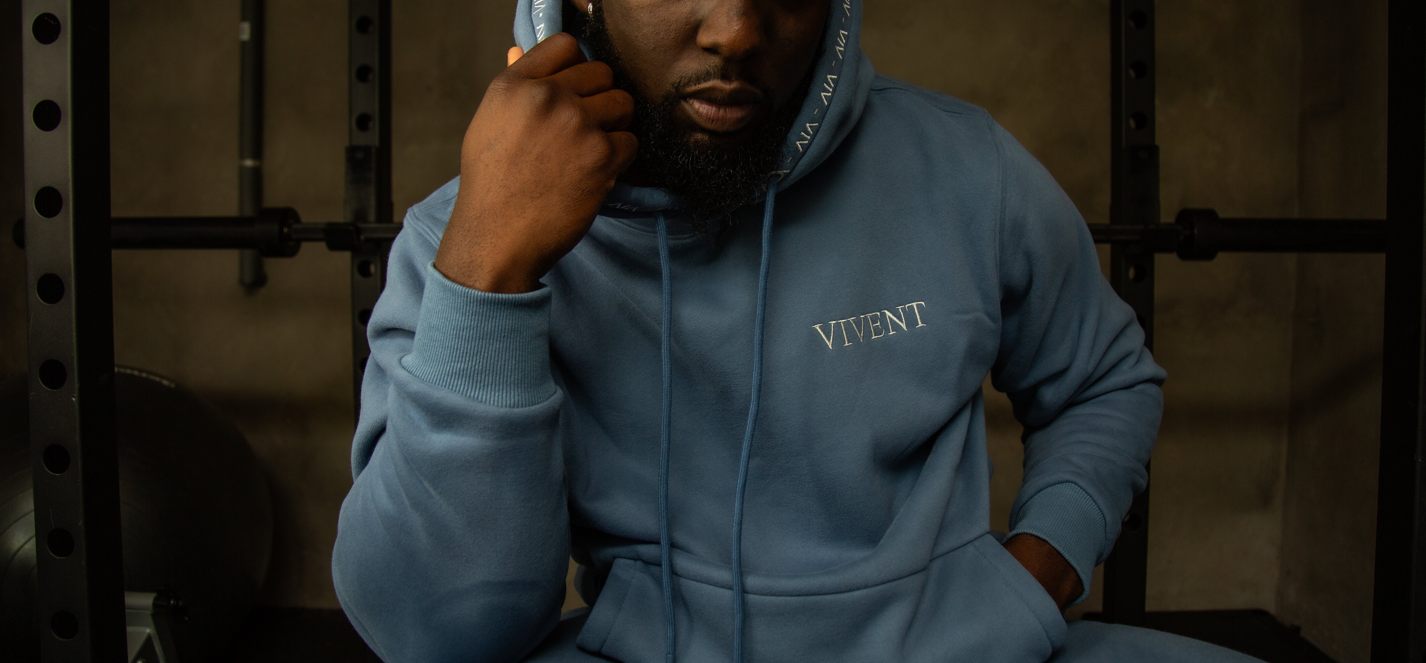 Man wearing VIVENT Clothing Tracksuit in gym