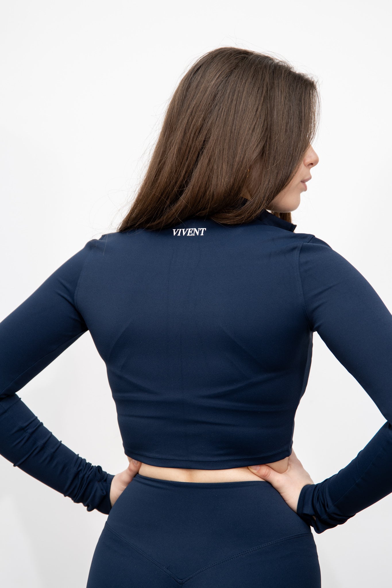 Flow Zipped Crop Top | Navy